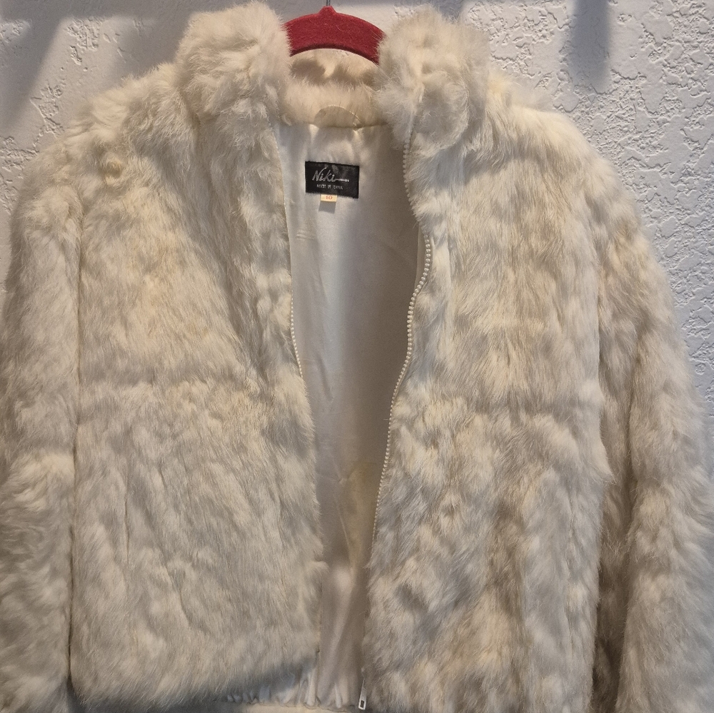 Vintage Rabbit Fur Zip Up Coat Jacket